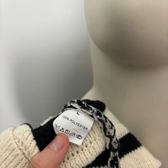 Striped Black and cream gold button up Cardigan - Picture 5 of 5